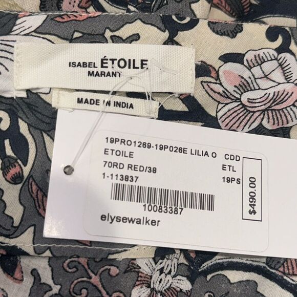 NWT Isabel Marant ÉTOILE Lilia one-sleeve ruched cotton mini dress Sz 38/US 6 - Picture 11 of 14